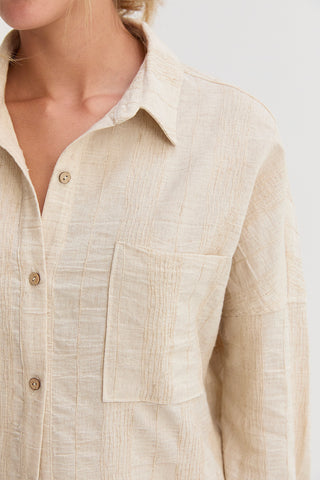 Lara Stripe Textured Linen Shirt