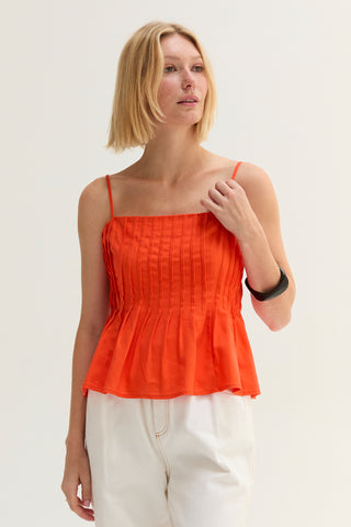 Claudia Pleated Sleeveless Linen Blend Top