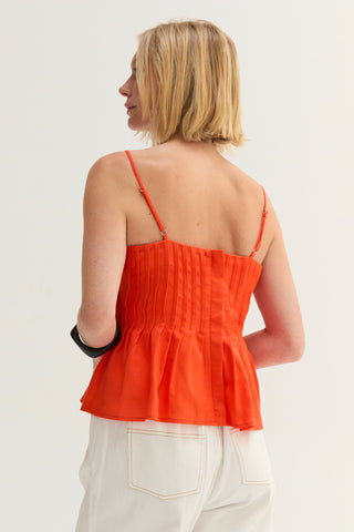 Claudia Pleated Sleeveless Linen Blend Top