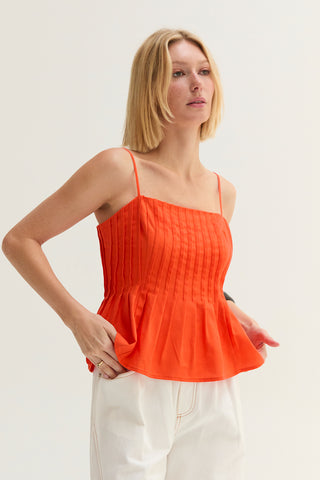 Claudia Pleated Sleeveless Linen Blend Top