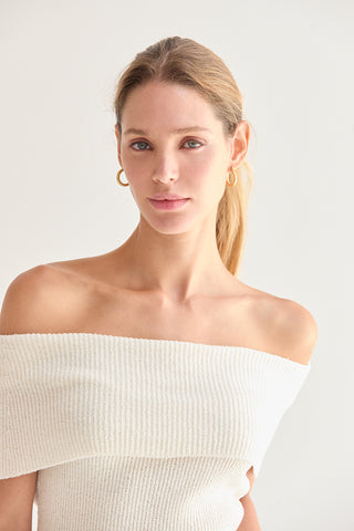 Nyla Off Shoulder Ribbed Knit Top