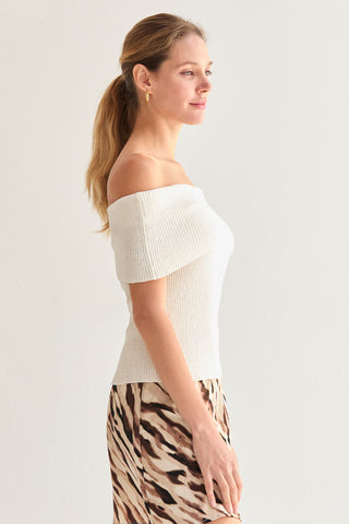 Nyla Off Shoulder Ribbed Knit Top