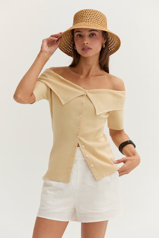 Karina Off Shoulder Elbow Sleeve Knit Top