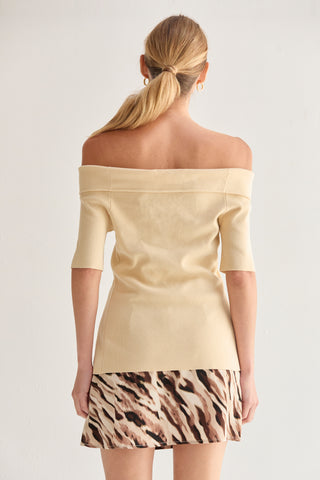 Karina Off Shoulder Elbow Sleeve Knit Top