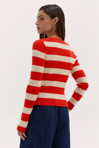 Lia Striped Long Sleeve Ribbed Knit Top