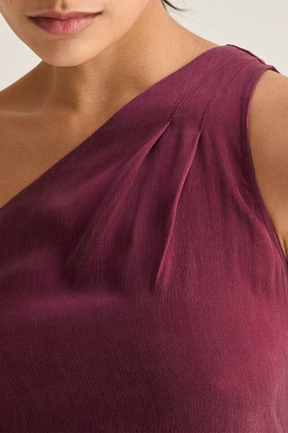 Bethany One Shoulder Cupro Sleeveless Blouse