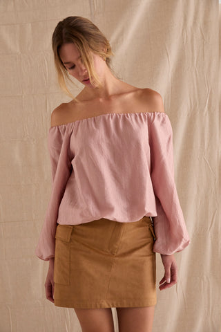 Liana Off Shoulder Crinkle Blouse