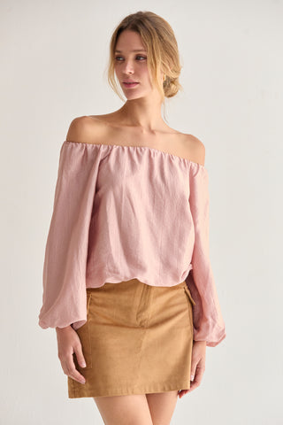 Liana Off Shoulder Crinkle Blouse