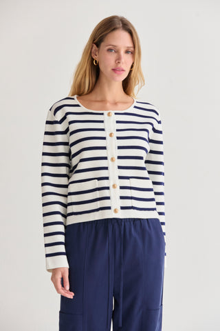 Rene Striped Jacquard Knit Cardigan