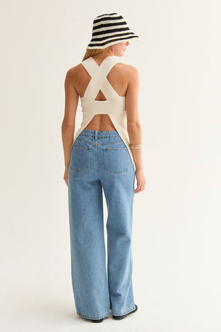 Sofie Cross Back Cut Out Knit Top