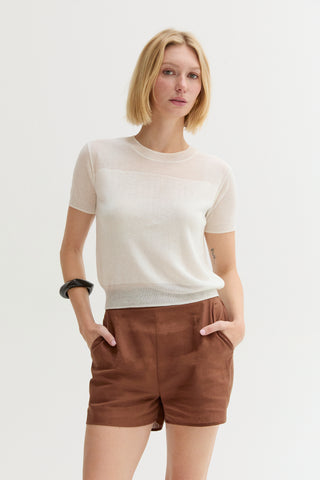 Uri Short Sleeve Sheer Knit Top