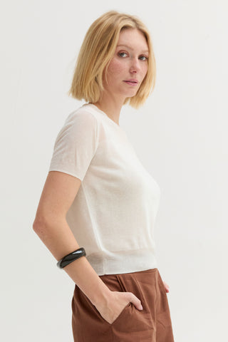 Uri Short Sleeve Sheer Knit Top