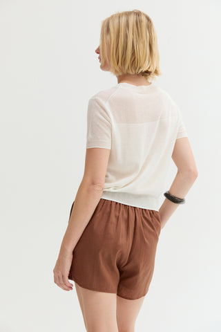Uri Short Sleeve Sheer Knit Top