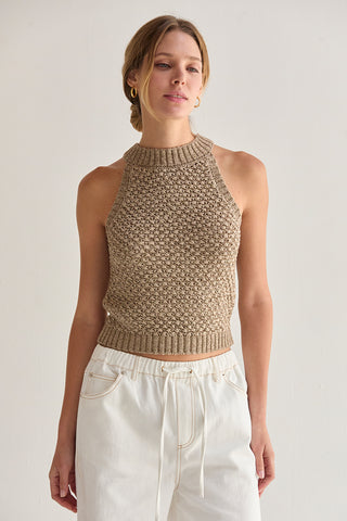 Jemma Basket Weave Halter Knit Top