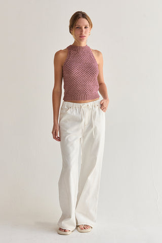 Jemma Basket Weave Halter Knit Top