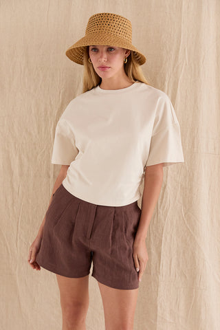 Suzy Semi Cropped Ruched Knit Top
