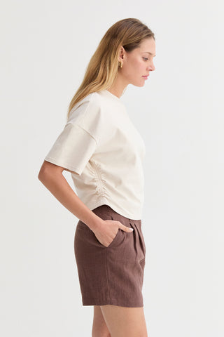 Suzy Semi Cropped Ruched Knit Top