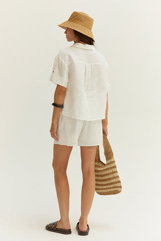 Mali Button Down Short Sleeve Linen Top