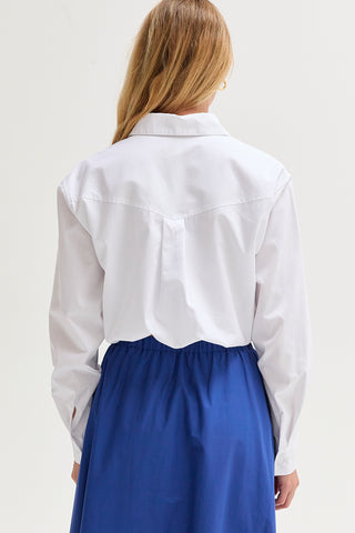 Demi Poplin Bubble Hem Cropped Shirt