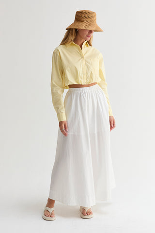 Demi Poplin Bubble Hem Cropped Shirt