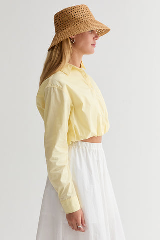 Demi Poplin Bubble Hem Cropped Shirt