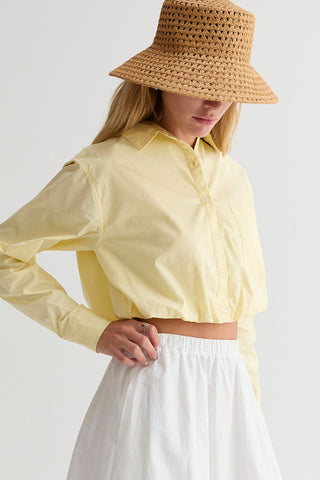 Demi Poplin Bubble Hem Cropped Shirt