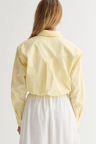 Demi Poplin Bubble Hem Cropped Shirt