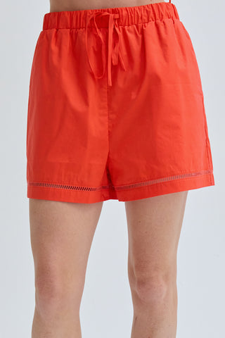Reese Poplin Lattice Trim Shorts