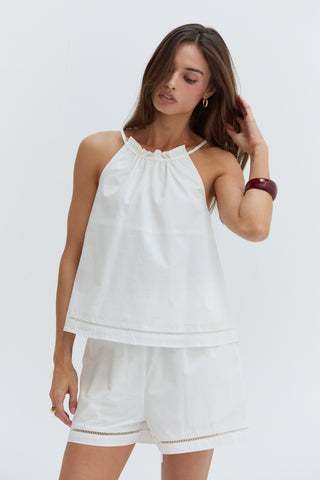 Reese Poplin Lattice Trim Shorts