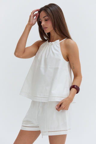 Reese Poplin Lattice Trim Shorts