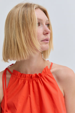 Reese Poplin Lattice Trim Halter Top