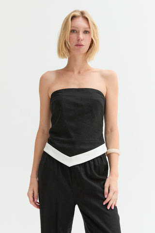 Maris Asymmetric Hem Linen Blend Tube Top