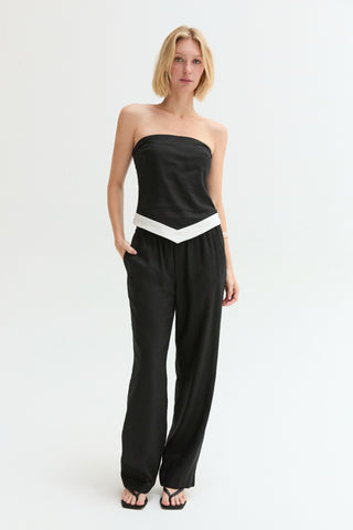 Maris Asymmetric Hem Linen Blend Tube Top