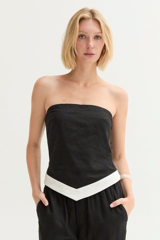 Maris Asymmetric Hem Linen Blend Tube Top