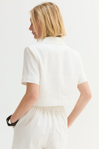 Isla Cropped Linen Blend Blazer