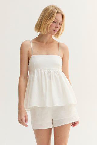 Isla Tie Back Babydoll Linen Blend Top