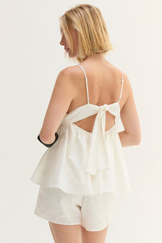 Isla Tie Back Babydoll Linen Blend Top
