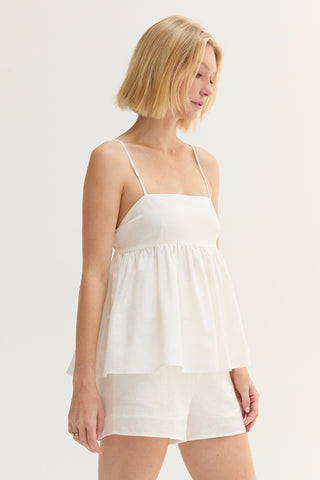 Isla Tie Back Babydoll Linen Blend Top