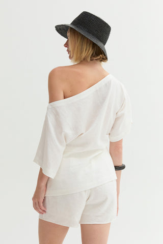 Elena One Shoulder Linen Blend Top
