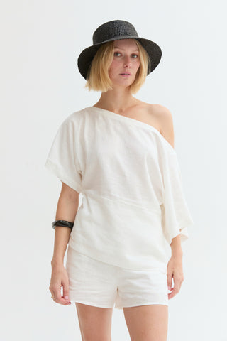 Elena One Shoulder Linen Blend Top