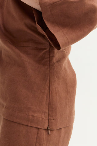 Elena One Shoulder Linen Blend Top