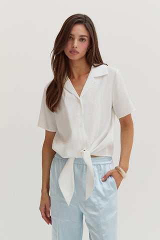 Anna Front Tie Short Sleeve Blouse