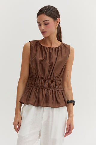 Avril Tencel Blend Ruched Sleeveless Blouse