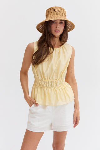 Avril Tencel Blend Ruched Sleeveless Blouse