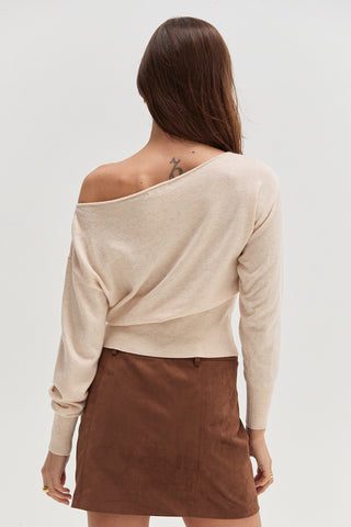 Cassie Cinched Waist Boatneck Sweater Top