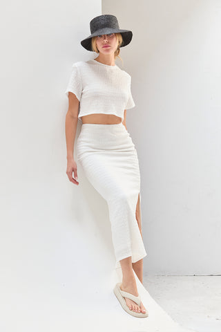 Jenna Textured Knit Two Piece Skirt Set