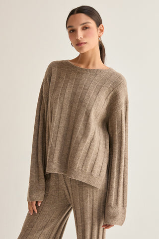 Kenny Ribbed Three Piece Sweater Lounge & Scarf Set