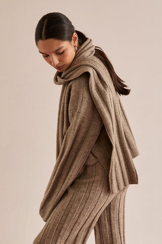 Kenny Ribbed Three Piece Sweater Lounge & Scarf Set