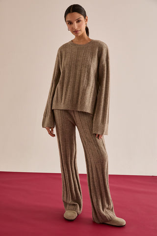 Kenny Ribbed Three Piece Sweater Lounge & Scarf Set