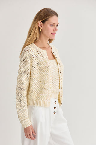 Brielle Basket Weave Knit Cardigan Tank Set